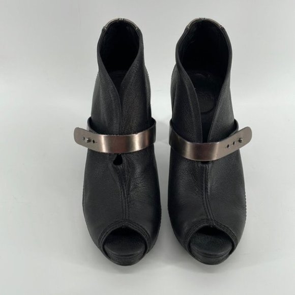 DIESEL leather Folie peep toe bootie boot platform black anthracite - Picture 2 of 14